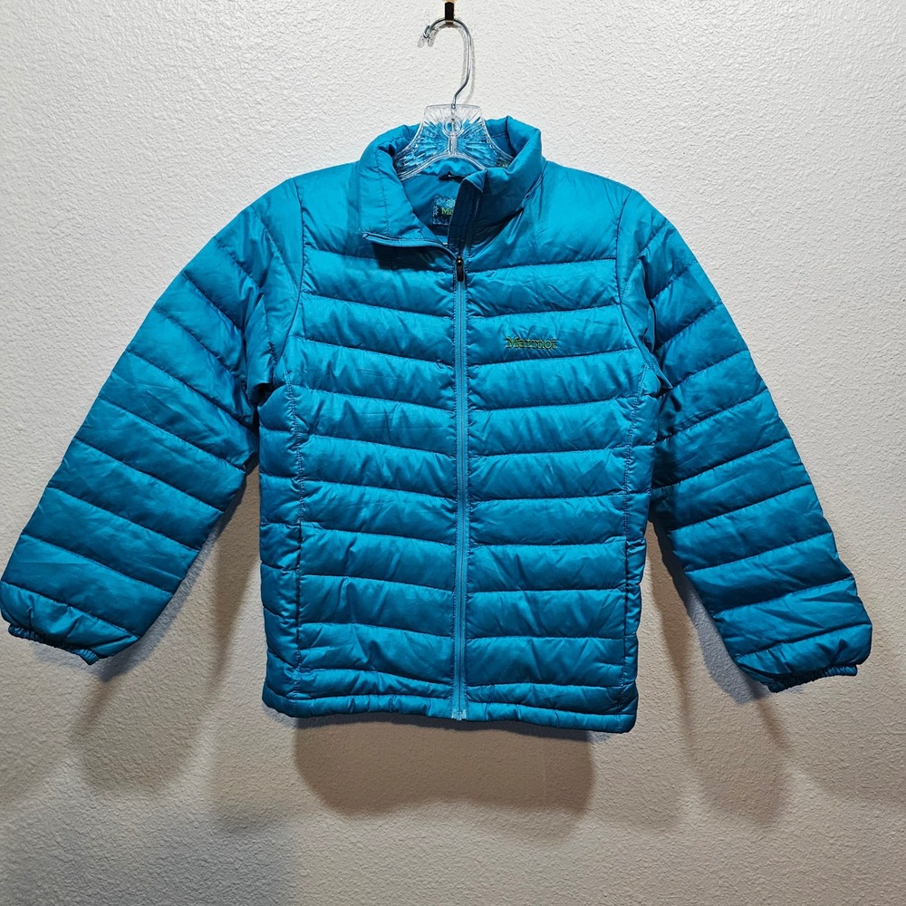 Marmot Kids Blue 650 Fill Down Puffer Jacket Coat Size Medium M Girl Boy